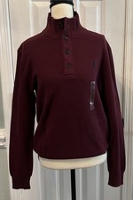 Polo Ralph Lauren Red Wine Men's Mesh-Knit Cotton Mockneck Sweater Size S Authen