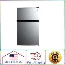 Arctic King 3.2 Cu ft Two Door Mini Fridge with Freezer, Stainless Steel, E-Star