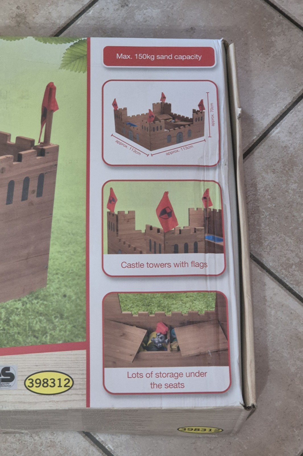 Sabbiera CASTELLO DEL CAVALIERE PLAYTIVE In legno 113x113cm  - 2