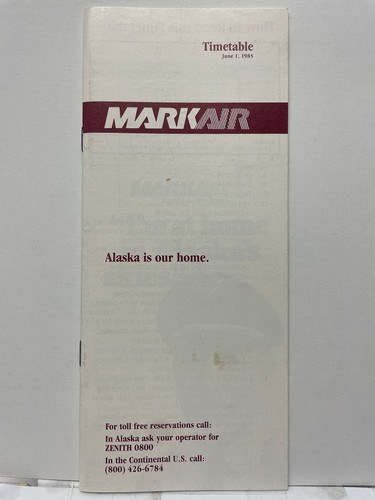 MarkAir Airline Timetable June 1985 Alaska Travel Document