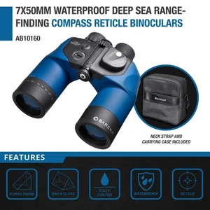 Barska AB10160 7x50 Marine Binoculars w/ Rangefinder Reticle Case & Strap