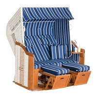 Sunnysmart Rustikal Garten-Strandkorb 250 Plus 2-Sitzer Xl Weiß/Blau Mit Kissen