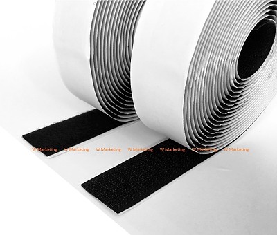 10 Yards 1'' Black Self Adhesive Hook & Loop Tape Fastener BAV25