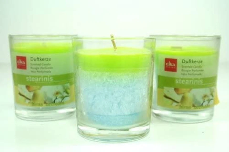 6 Stück Duftkerzen im Glas EIKA Kerze Birne Orchidee Stearinis Brenndauer 25 Std