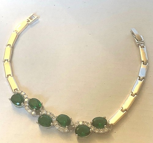 Bracciali finitura oro bianco, pietre preziose create taglio ovale e diamante, CROCIERA in scatola - Foto 8 di 15