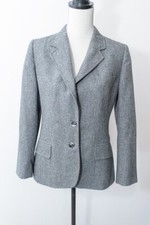 Evan Picone Blazer Jacket 12 Union Made 80s Petite Pure Wool Gray 12 preppy