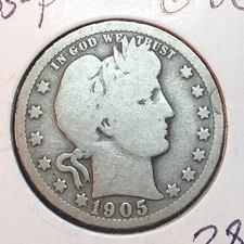 1905-P   G-VG  Barber Quarter     Better Date       Combined Shipping