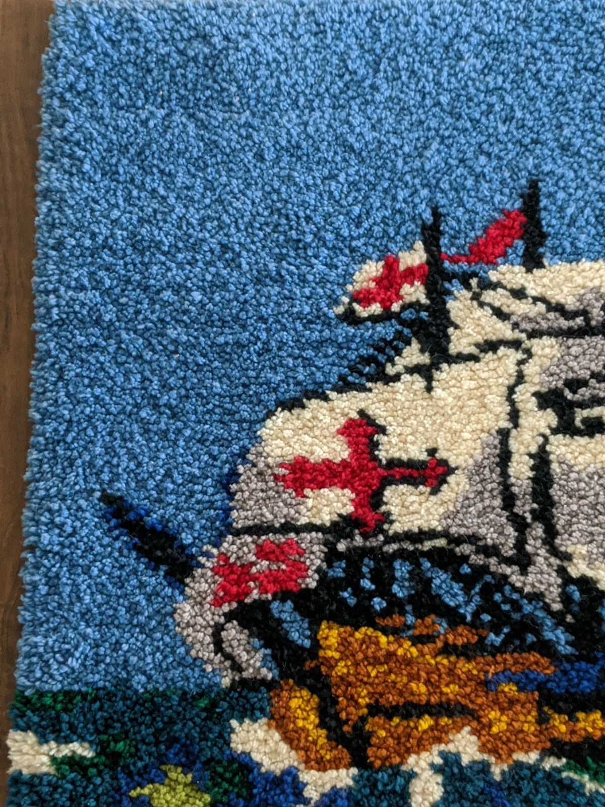 Vintage Shillcraft Latch Hook Rug Completed Santa Maria Galleon Ship