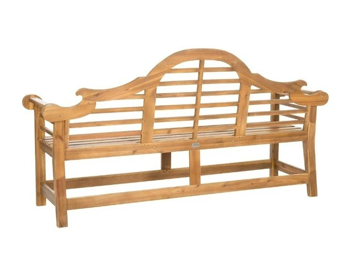 Silla de banco de madera natural de acacia para exteriores con asiento de amor jardín piscina cubierta lateral patio Foto 4 de 4