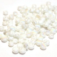 Pearlized White 8 mm Round Recycled Glass Mosaic Tiles - 4 mm thick - 50 Tiles