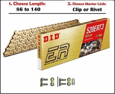 D.I.D DID 520 ERT3 Non-sealed Drive Chain Gold with Clip or Rivet Master Link
