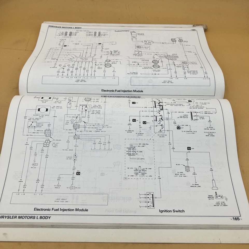 KLM Auto Chrysler 1987 carrocería L Dodge Charger Plymouth Horizon diagramas de cableado Foto 2 de 4