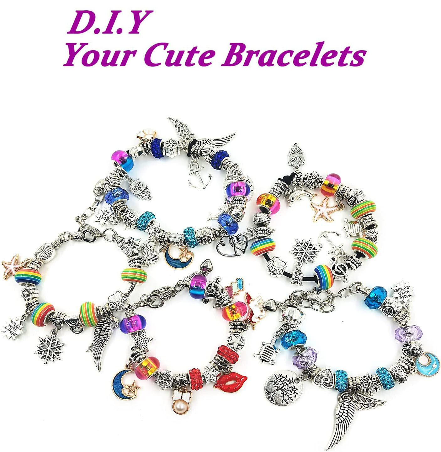 64Pcs DIY Jewelry Set Beautiful Handicraft Charm Bracelet & Necklace