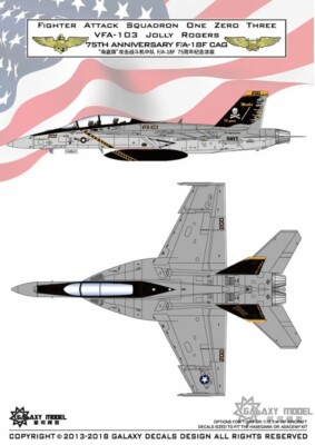 Galaxy 1/72 F/A-18F VFA-103 Jolly Rogers 75th Anniv for Hasegawa Decals + Masks