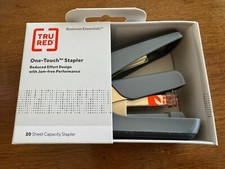 New - One-Touch Desktop Stapler 20-Sheet Capacity Grey TR58482 Tru Red NIB