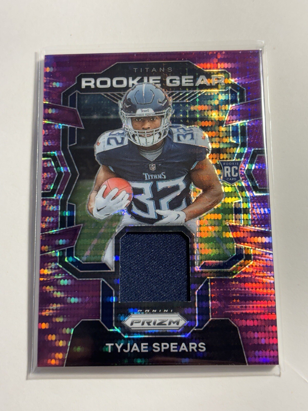 2023 Panini Prizm Tyjae Spears Patch Purple Pulsar Rookie Gear RC Titans