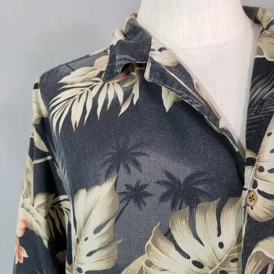 Boca classics shirt mens large gray Floral short sleeve silk Hawaiian Aloha Tiki - Image 4 of 4