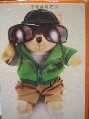 Süße Ted im Outfit leere Grußkarte Fun Tracks jeder Anlass Grußkarten