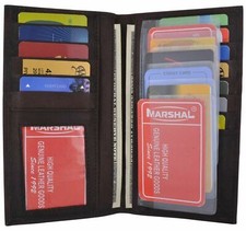 Brown Men's Leather Long Wallet Pockets ID Card Clutch Bifold Purse