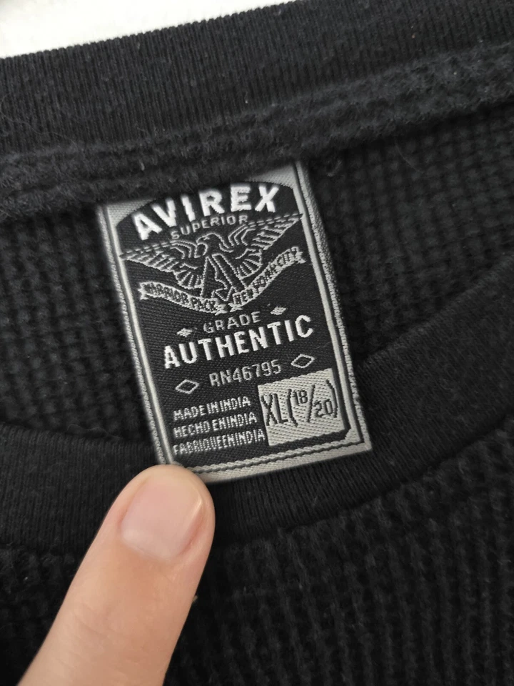 Avirex 男孩 XL (18 - 20) 黑色长袖 T 恤保暖 — 第 2/4 张图片