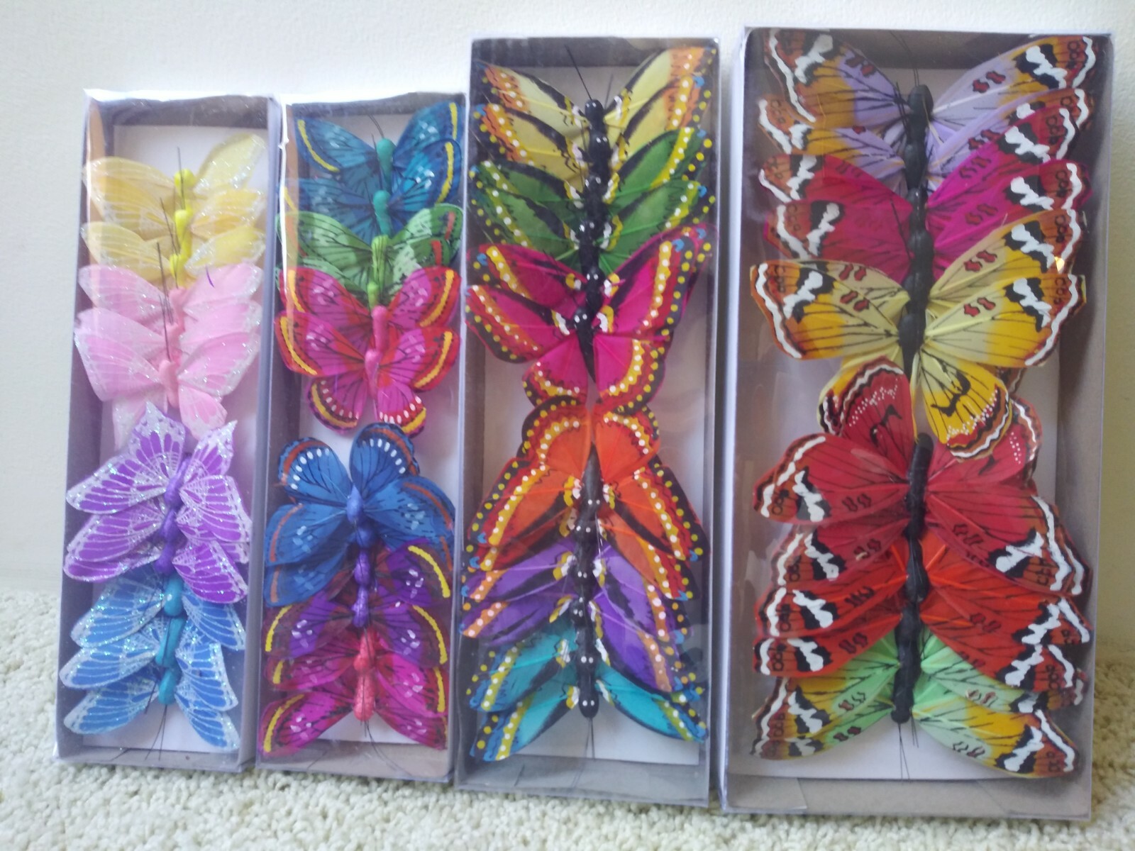 Wholesale LOT 12 Faux Feather Asst Butterflies Crafts Weddings Floral Supplies