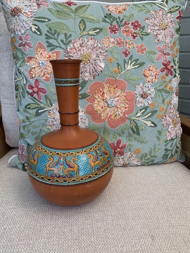 Ästhetisches Uhrwerk Terrakotta & Emaille geflügelte Greifvase um 1880 - Bild 1 von 8