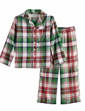 NWT Jammies for Your Families Christmas Kitsch Plaid Pajama Set Boys Sz 4 Green
