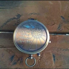 Brass "Not all those who wander are lost" Compass, Handmade Tolkien" Marine Gift