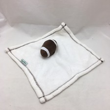 Football Security Blanket Baby Boy White Brown Rugged Bear Plush 14" X 14" Lovey