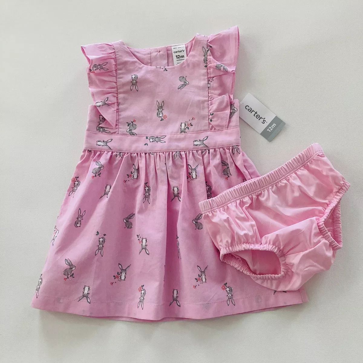 Carter's Baby Girl 12 Months Easter Bunny Pink Dress Summer Spring