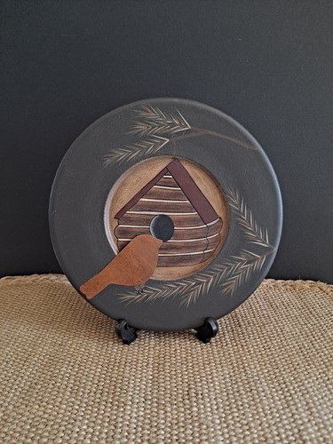 Vtg Donna White~The Hearthside Collection~ Primitive Birdhouse/Bird Decor Plate