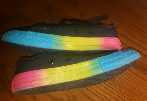 Converse Black Size 13 Youth with Neon Outsoles - Picture 9 of 11