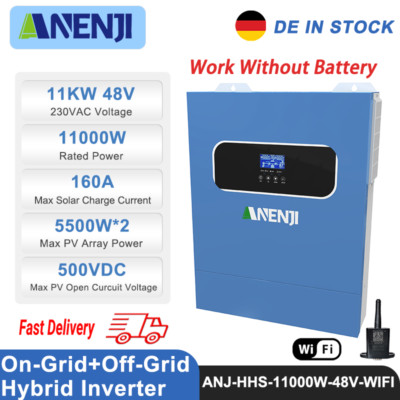 11KW Solar Wechselrichter On Grid Off-Grid Hybrid 2*MPPT 160A 230V 500V 48V WIFI
