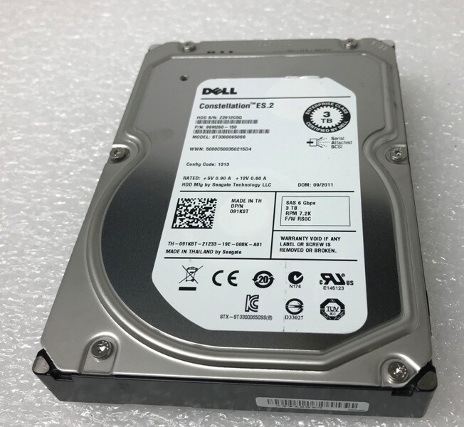 Dell 91K8T 3TB 64MB 6GBps 7.2K 3.5 Enterprise Class SAS Hard Drive In R T Series Tray - Foto 9