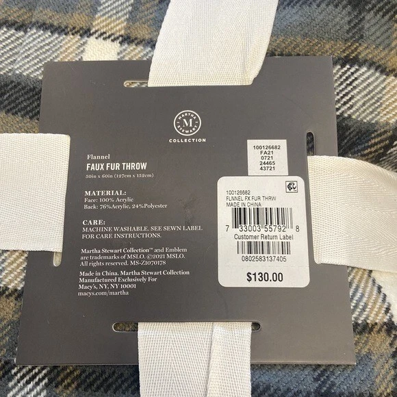 Colección Martha Stewart Franela a Cuadros Reverso a Tiro de Piel Sintética, Gris Foto 2 de 4
