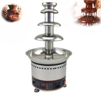 4Tiers Chocolate Fondue Fountain Waterfall Fountain 110V with Digital Display US