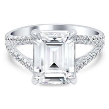 2.95 Ct Emerald Cut Real Moissanite Anniversary Bridal Ring 950 Platinum Size 6