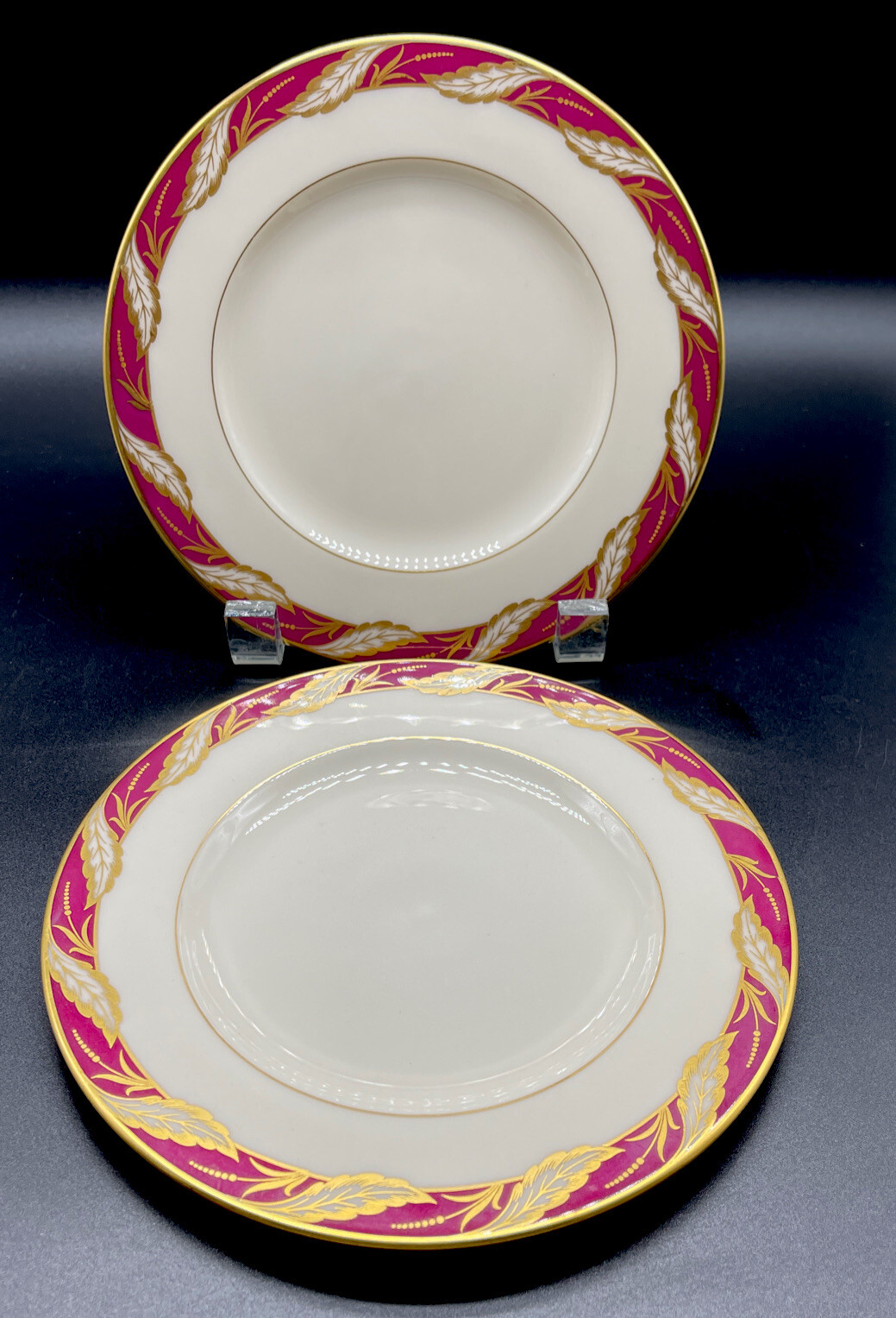 Lenox Bellevue Maroon 7" Dessert Plate Set Of Two (2) Beautiful!! eBay