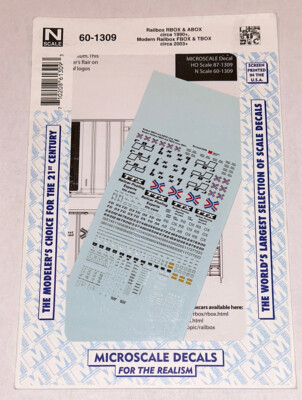 MICROSCALE N DECAL-RAILBOX & ABOX ca. 1990 and FBOX & TBOX ca. 2003  -  #60-1309