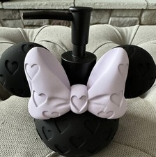 NWT Disney Minnie Mouse Black Soap Dispenser 6in Purple Heart Bow Lotion Pump