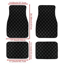24pcs Universal Jdm Racing Plush Floor Mat Checkers Vehicle Carpets Black New