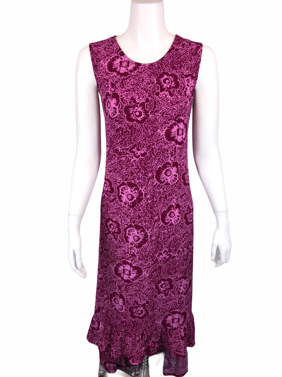 Kelly by Clinton Kelly Knit Maxi Dress Ruffle Hem Rose Floral X-Large Size  | eBay