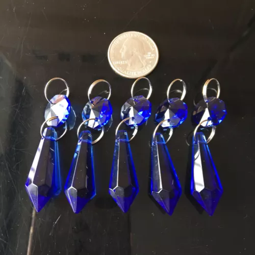Lampadario lampadario vetro sospensione cristallo blu 20 pezzi parte prisma prendisole ornamento - Foto 2 di 12