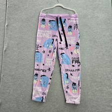 Disney Women Sleepwear Large Purple Pajama Pants Eeyore Drama Free Zone Fleece