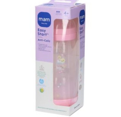 MAM Easy Start Anti-Colic 9oz Bottle 1 Pack Med. Flow Girl Pink Yellow Duck NEW