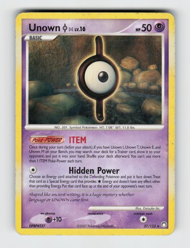 Unown [I] 37/123 Rare Mysterious Treasures Pokemon 2007 MP Ito