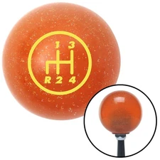 Yellow 4 Speed Shift Pattern - 4RDL Orange Metal Flake Shift Knob M16x1.5 Insert