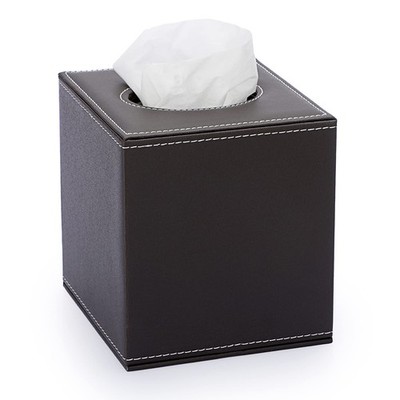 Sumnacon Square Tissue Box Cover,Magnetic Bottom PU Tissue Box Holder,Brown