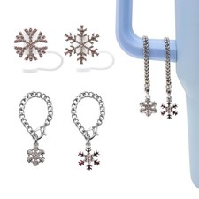 4Pcs Stanley Tumblers Accessories, Snowflake Straw Covers Cap for Stanley Cup...
