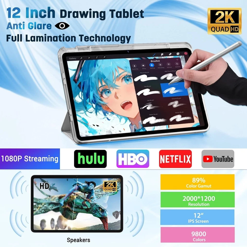 CKYPAD 12 Inch Android 15 Drawing Tablet, Anti-Glare, 16+256 Gb, 8000mAh, 4096 - Image 2 of 4